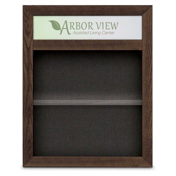 Outdoor Enclosed Combo Board, 42"x32", Satin Frame/Green & Medium Grey